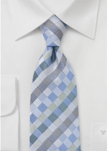 Herrenkrawatte in Vierecke blau hellblau – stilvoll und auffällig
