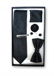 Komplettset Krawatte und Fliege in schwarz