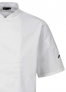 Weiße Kochjacke mit Druckknöpfen (halbarm)
