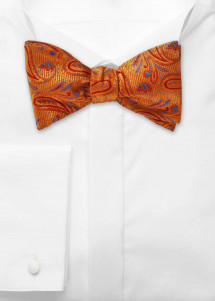 Selbstbinder-Fliege - Paisley orange