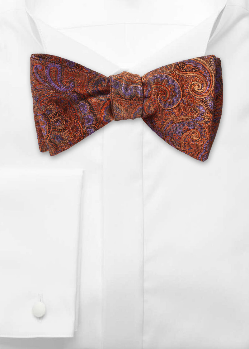 Schleife zum Selberbinden orange Paisley