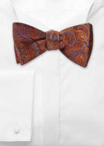 Schleife zum Selberbinden orange Paisley
