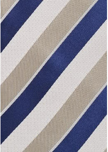 Streifen-Krawatte strukturiert weiß sandfarben blau