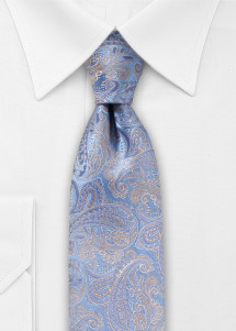 Seidenkrawatte in Hellblau mit Paisley-Muster