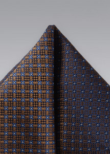 Einstecktuch aus Seide mit Ornamentmuster (Gold/Braun/Blau)