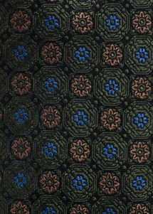 Hochwertige Seide mit floralem Muster in Oliv