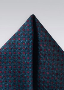 Einstecktuch aus Seide in Dunkelblau mit roten Punkten