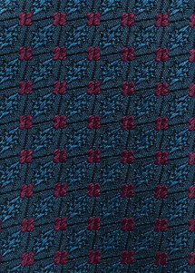 Seide in Dunkelblau mit roten Punkten (Einstecktuch)