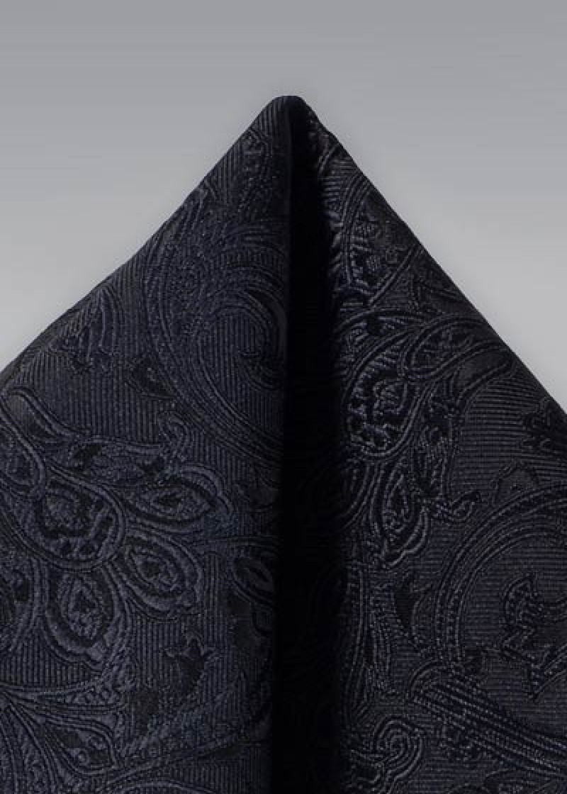 Einstecktuch verspieltes Paisleymotiv tiefschwarz