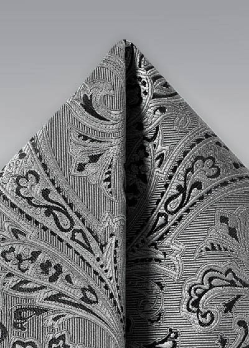 Einstecktuch lebensfrohes Paisleymotiv grau