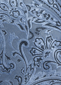 Krawatte gediegenes Paisleymuster hellblau schwarz Detailansicht