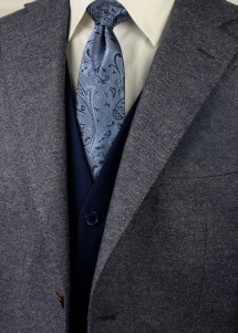 Krawatte elegantes Paisleymotiv hellblau schwarz