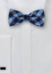 Fliege aus Set traditionelles Karo-Muster hellblau marineblau