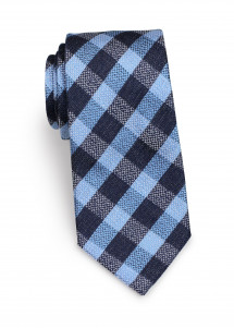 Krawatte aus Set traditionelles Karo-Muster hellblau marineblau