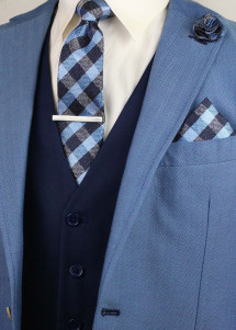 Krawatte, Fliege, Einstecktuch und Zubehör traditionelles Karo-Muster hellblau marineblau