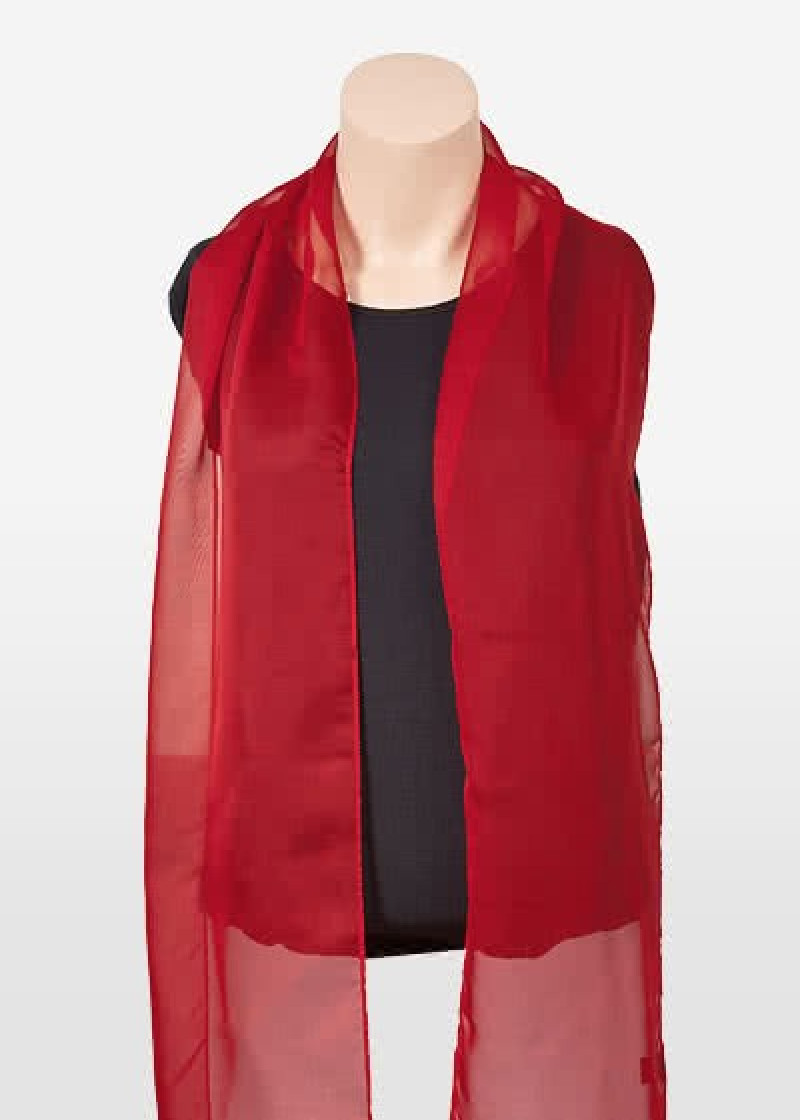 Damenschal Chiffon mittelrot