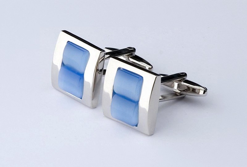 Hübsche Manschettenknöpfe silber / hellblau mit