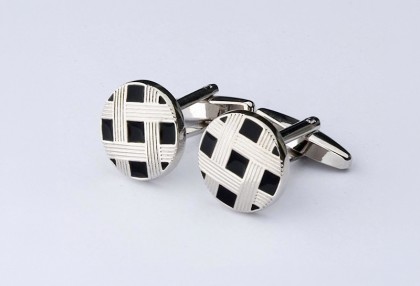 Manschettenknöpfe Schwarz Silber