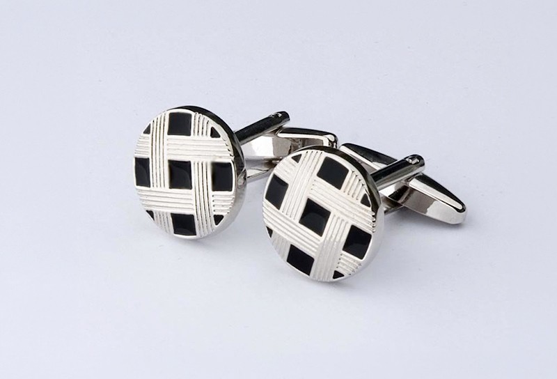 Manschettenknöpfe schwarz silbern