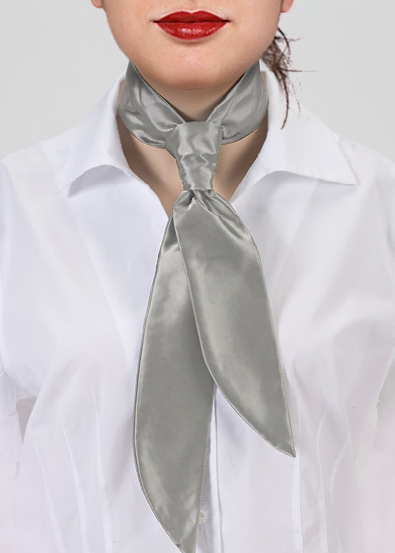 Krawatte für Damen silbergrau einfarbig