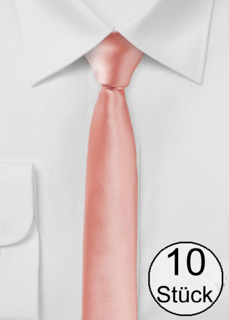 Herrenkrawatte extra schmal rosa - Zehnerpack