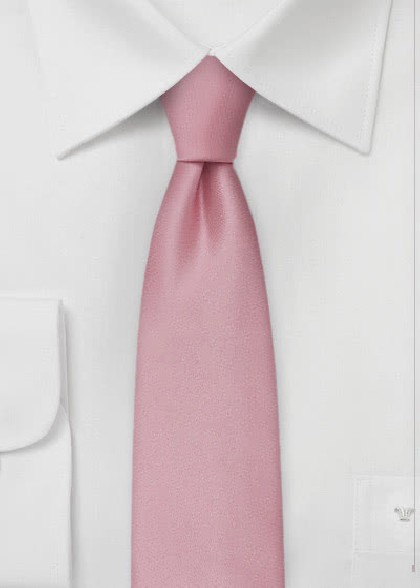 schmale Krawatte Rosé Mikrofaser einfarbig