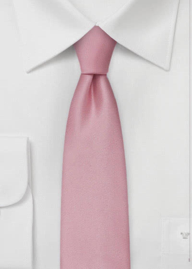 Roséfarbene  schmale Krawatte in Satin-Optik