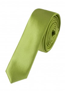 extra schlanke Kunstfaser Krawatte Apfelgrün einfarbig