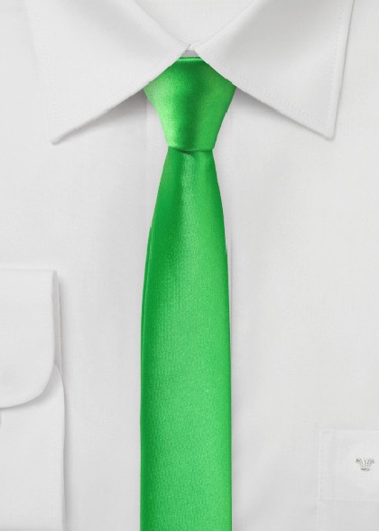 extra schmale Krawatte Giftgrün Mikrofaser