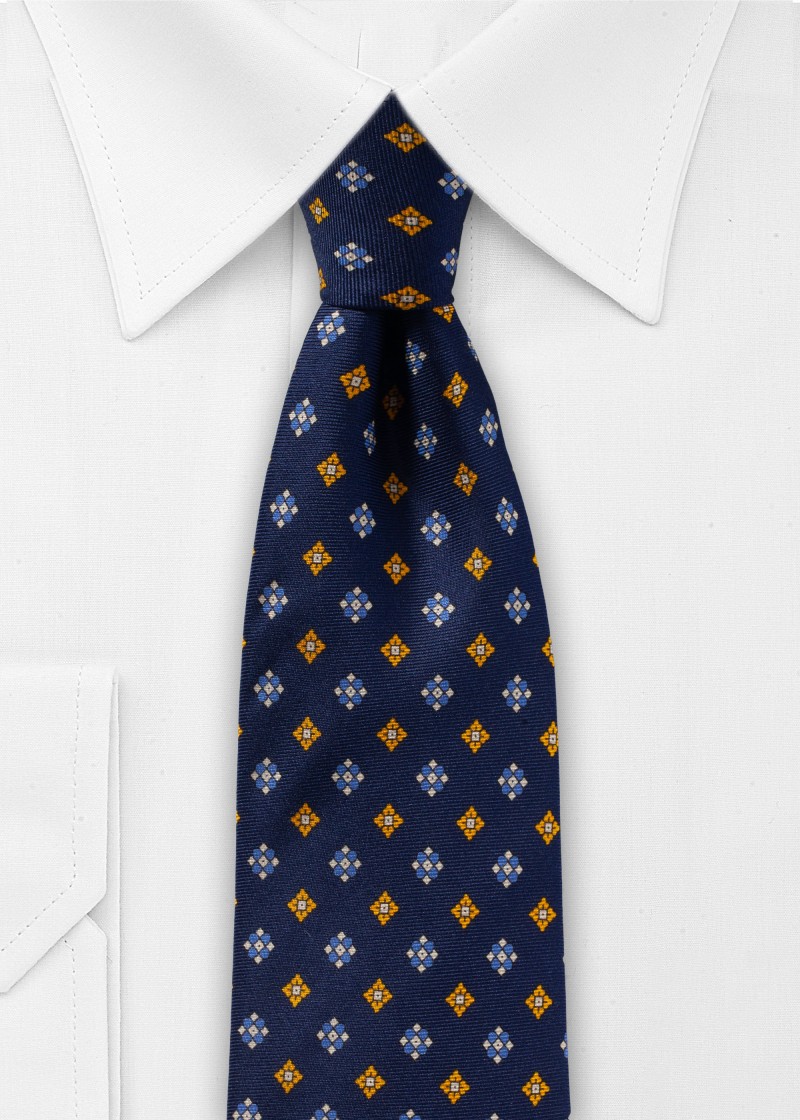 Krawatte dunkelblau Blumenmotiv