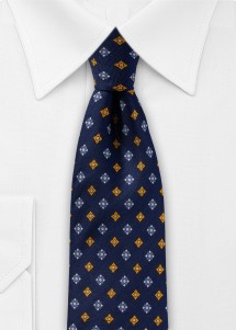 Krawatte in Farbe Nachtblau Blümchenmuster