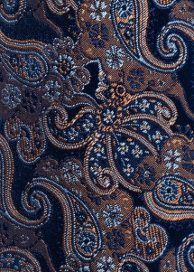 Krawatte aus Seide in Nachtblau mit mehrfarbigem Paisley-Muster Zoombild