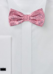 Fliege aus Mikrofaser mit schimmerndem Paisleymuster in Rosa mit grauen Elementen