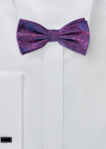 Violette Mikrofaser-Fliege mit schimmerndem Paisleymuster in strahlendem Blau von Puccini