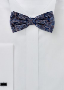 Seiden-Fliege in Nachtblau mit mehrfarbigem Paisley-Muster