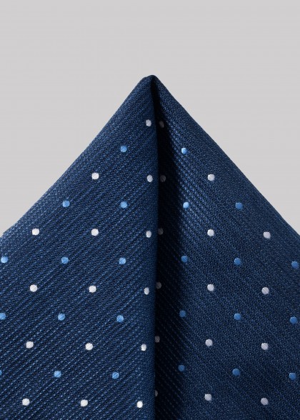 Mikrofaser-Einstecktuch in Blau mit feinem Punktmuster in Weiß und Hellblau