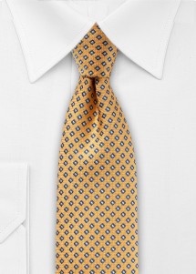 Gelbe Krawatte mit Muster in Blau-Weiß
