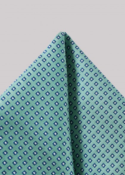 Mikrofaser-Einstecktuch in Türkis mit Muster in Blau und Weiß