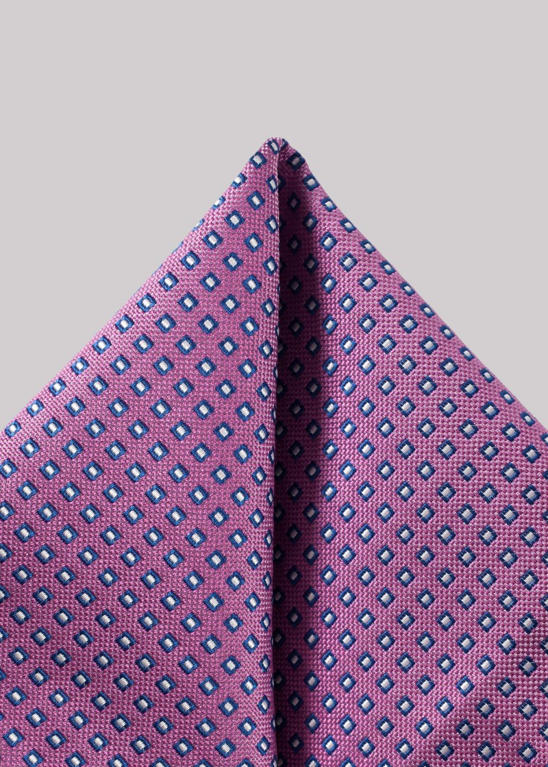 Lila Einstecktuch mit Muster in Blau/Weiß