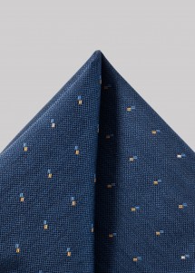 Mikrofaser-Einstecktuch in Jeansblau mit hellblau gelben Akzenten