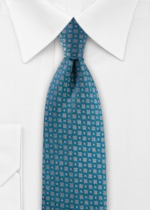 Krawatte Petrol mit grauem Blumen-Muster