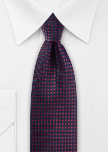 Krawatte in Dunkelblau mit roten Punkten