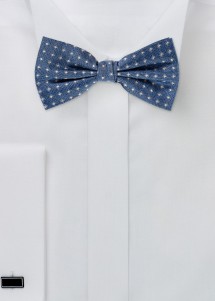 Fliege aus Seide in Blau mit silbernen Kästchen