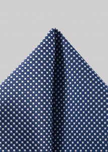 Einstecktuch in Dunkelblau und Silber mit feinem Muster