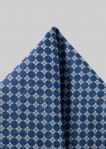 Blaues Einstecktuch mit silbernem Rautenmuster