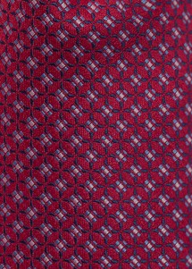Rote Krawatte mit kleinem blauen Muster Stoffansicht