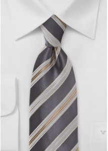 XXL-Kravatte italienische Streifen in Farbe anthrazit