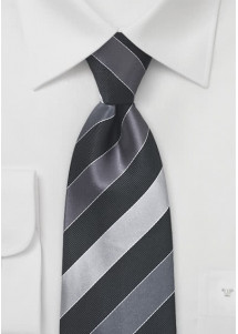XXL-Krawatte Business-Streifenmuster in Farbe silber