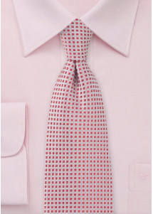 Herrenkrawatte Waffel-Pattern silber hellrot