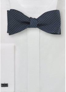 Fliege zum Selberbinden stylische Punkte dunkelblau weiß
